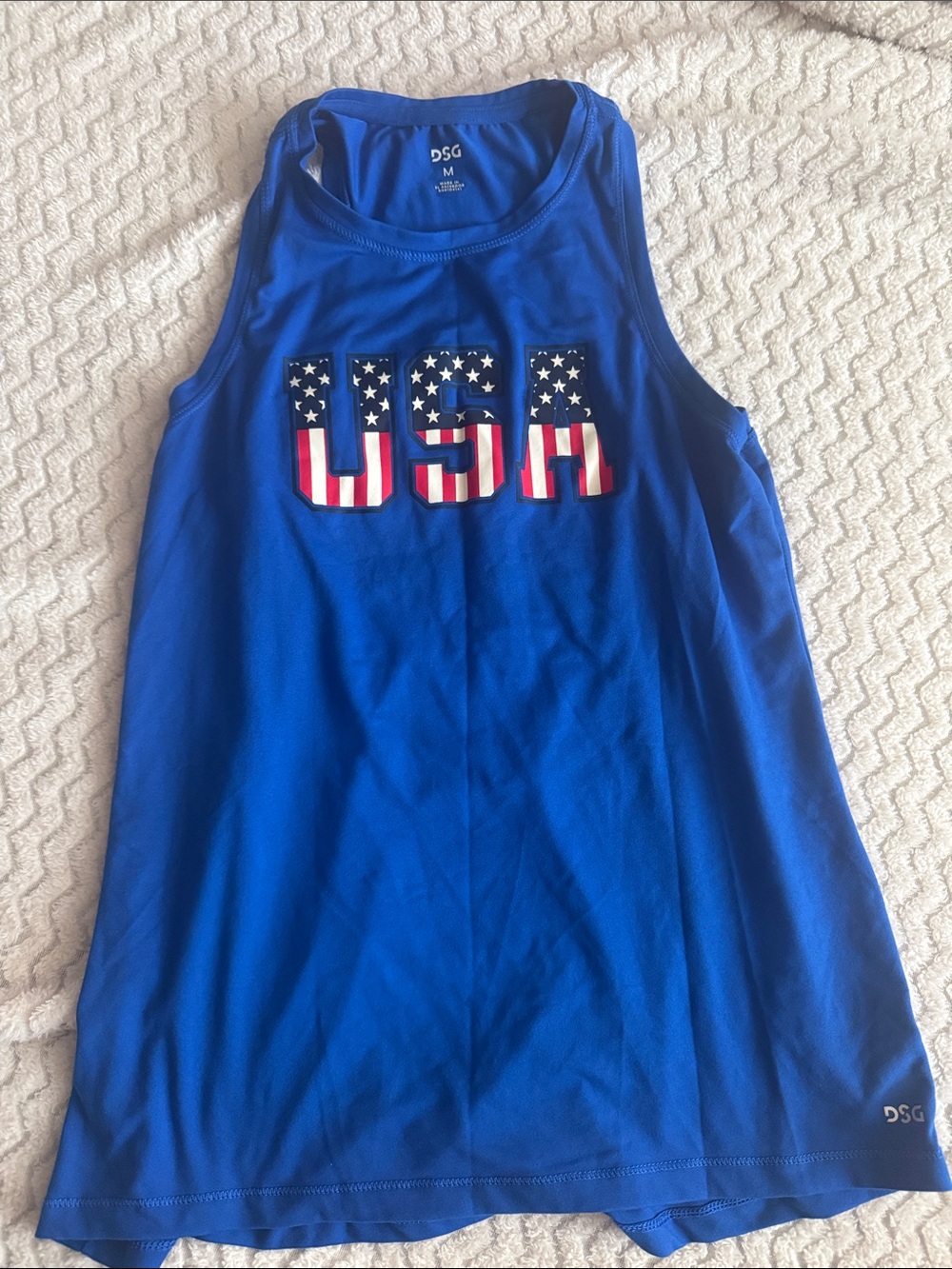 DSG Blue Tank Top with USA Flag Graphic